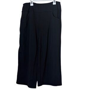 Promover Women’s XL Black Wide Leg Cropped Pants Pull On Stretch Minimalist